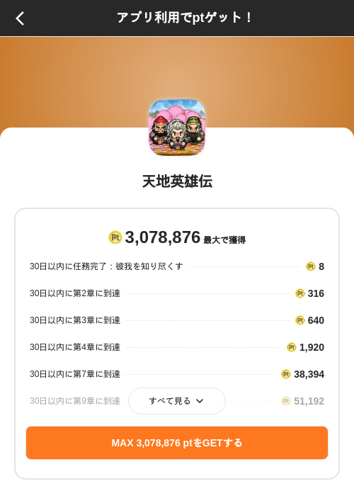 天地英雄伝の掲載記録画像（ポイントインカム（SKYFLAG）・2026年9月8日）