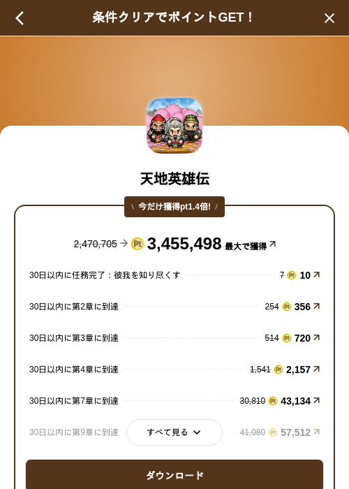天地英雄伝の掲載記録画像（げん玉（SKYFLAG）・2026年9月8日）