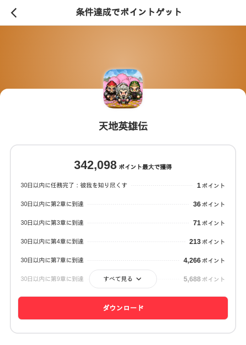 天地英雄伝の掲載記録画像（メルカリ（ポイントミッション）・2026年9月8日）