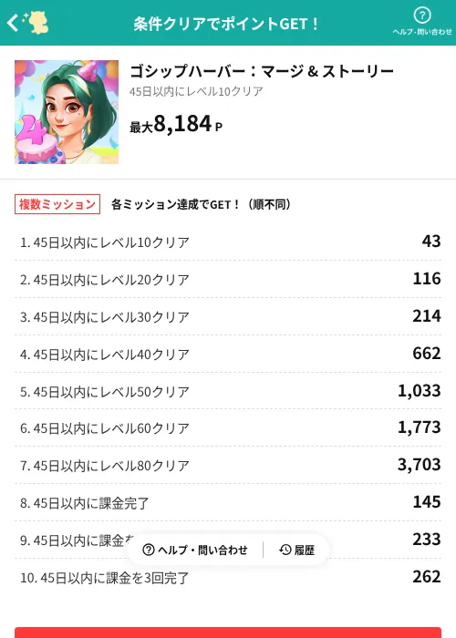 ゴシップハーバー：マージ & ストーリーの掲載記録画像（モッピー（AppDriver）・2026年9月8日）