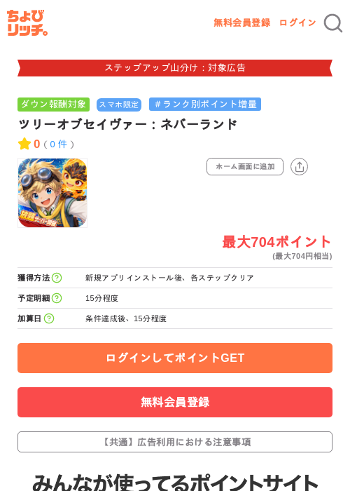 ツリーオブセイヴァー:ネバーランドの掲載記録画像(ちょびリッチ・2026年9月9日)
