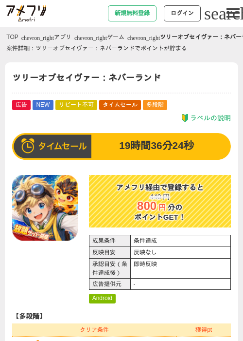 ツリーオブセイヴァー:ネバーランドの掲載記録画像(アメフリ・2026年9月8日)