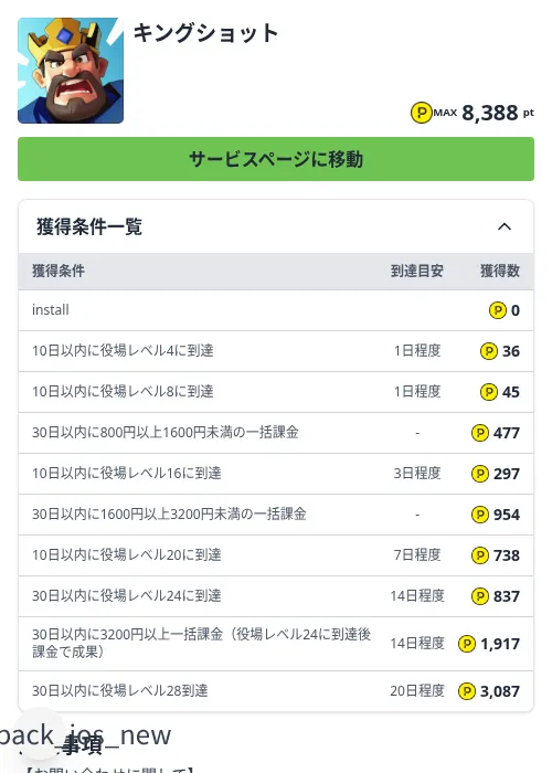 キングショットの掲載記録画像(ハピタス(Zucks)・2026年9月10日)