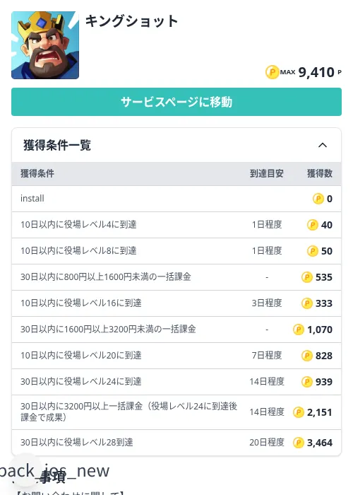 キングショットの掲載記録画像(モッピー(Zucks)・2026年9月10日)