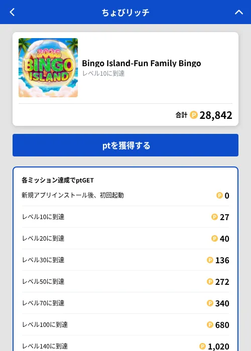 Bingo Island-Fun Family Bingoの掲載記録画像(ちょびリッチ(GF Rewards)・2026年9月14日)