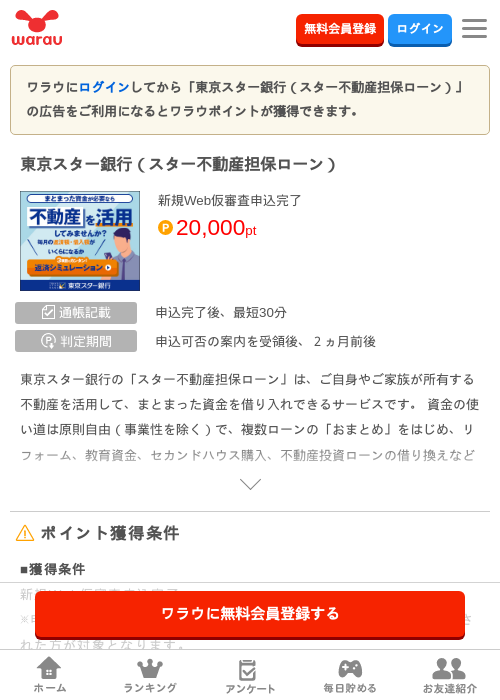 東京スター銀行(スター不動産担保ローン)の掲載記録画像(ワラウ・2026年9月14日)