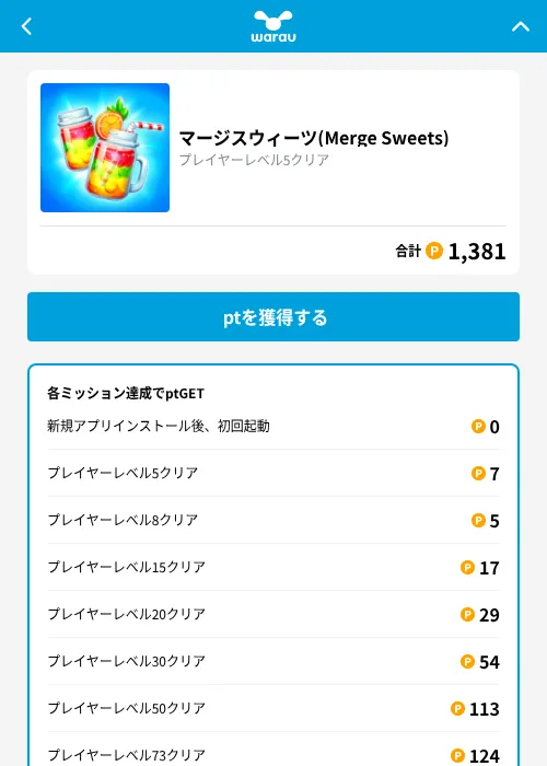 マージスウィーツ(Merge Sweets)の掲載記録画像(ワラウ(GF Rewards)・2026年9月14日)