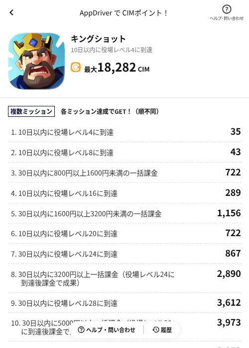キングショットの掲載記録画像（COINCOME（AppDriver）・2026年9月14日）