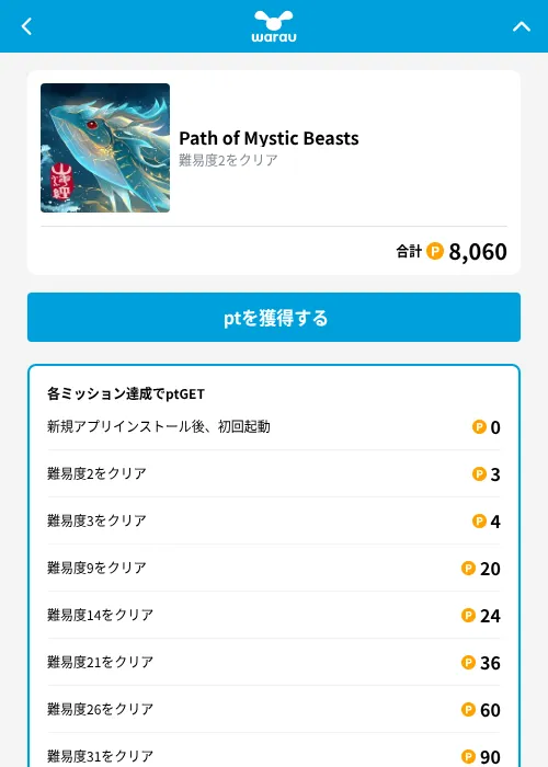 Path of Mystic Beastsの掲載記録画像（ワラウ（GF Rewards）・2026年9月15日）