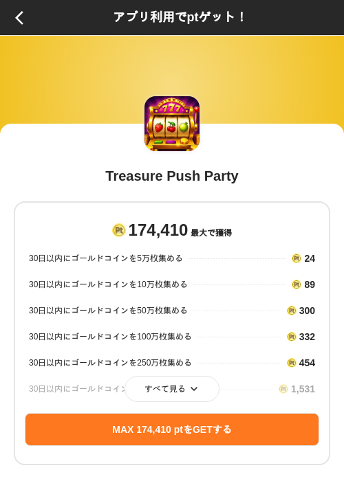 Treasure Push Partyの掲載記録画像(ポイントインカム(SKYFLAG)・2026年9月16日)