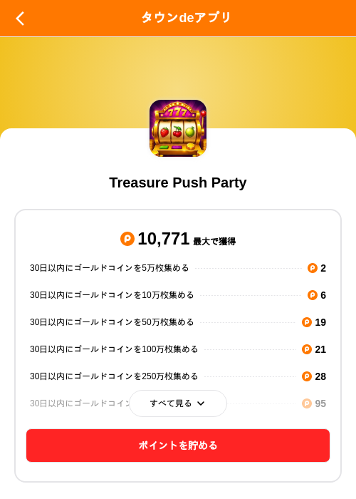 Treasure Push Partyの掲載記録画像(ポイントタウン(SKYFLAG)・2026年9月15日)