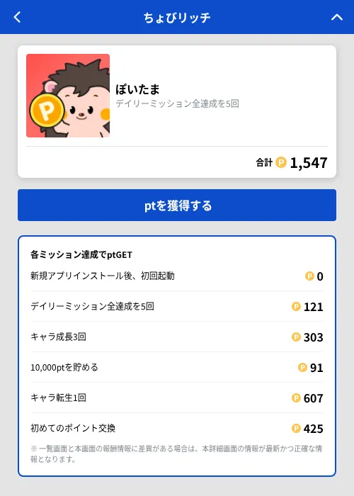 ぽいたまの掲載記録画像(ちょびリッチ(GF Rewards)・2026年9月16日)