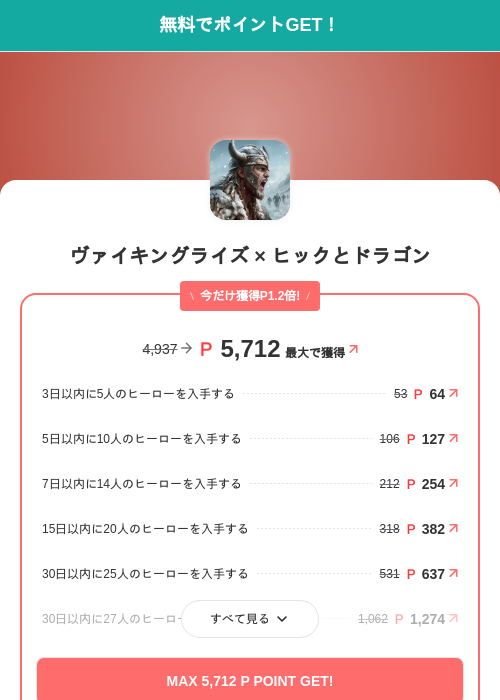 ヴァイキングライズ × ヒックとドラゴンの掲載記録画像（モッピー（SKYFLAG）・2026年9月17日）