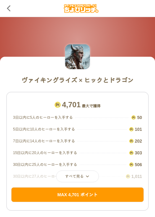 ヴァイキングライズ × ヒックとドラゴンの掲載記録画像(ちょびリッチ(SKYFLAG)・2026年9月17日)