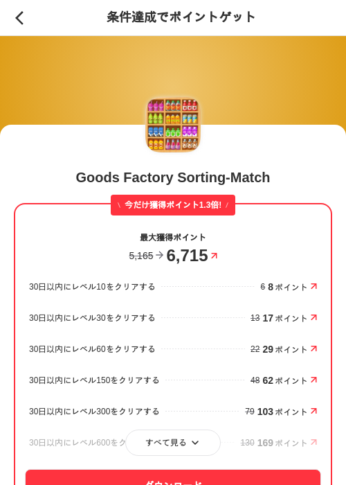 Goods Factory Sorting-Matchの掲載記録画像（メルカリ（ポイントミッション）・2026年9月18日）