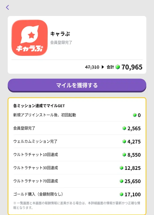 キャラぷの掲載記録画像（トリマ （ミッションB）・2026年9月24日）