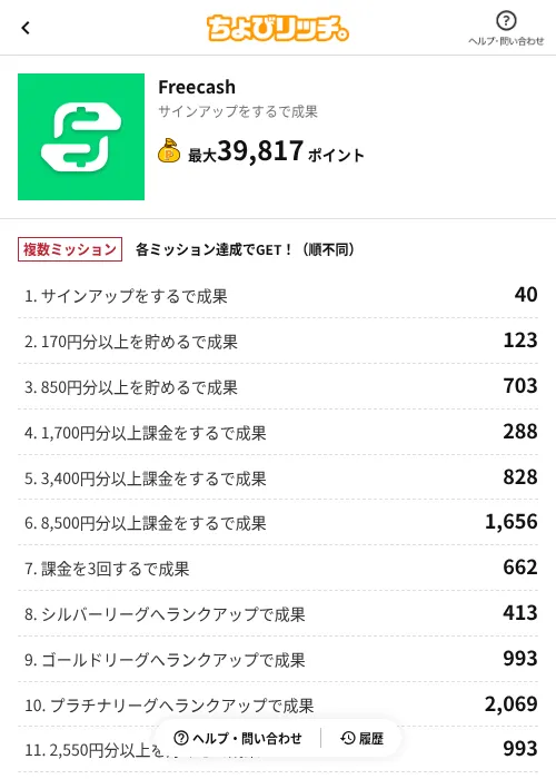 Freecashの掲載記録画像(ちょびリッチ(AppDriver)・2026年9月25日)