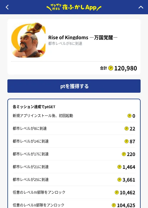 Rise of Kingdoms ―万国覚醒―の掲載記録画像（ハピタス（GF Rewards）・2026年10月1日）