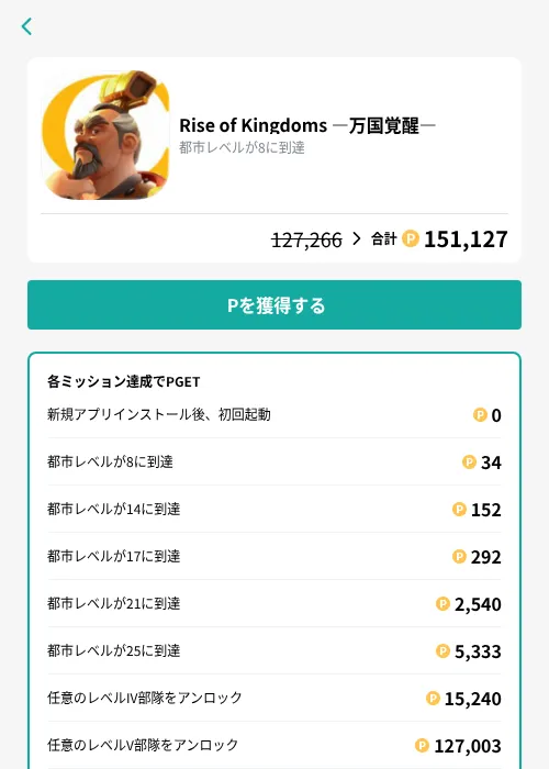 Rise of Kingdoms ―万国覚醒―の掲載記録画像（モッピー（GF Rewards）・2026年9月26日）