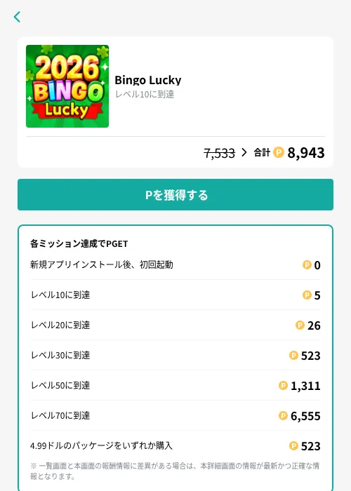 Bingo Luckyの掲載記録画像(モッピー(GF Rewards)・2026年9月28日)