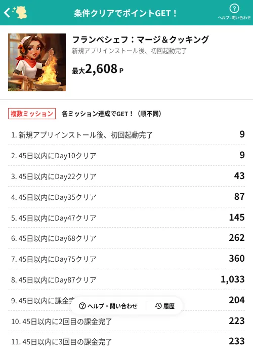 フランベシェフ：マージ＆クッキングの掲載記録画像（モッピー（AppDriver）・2026年9月28日）