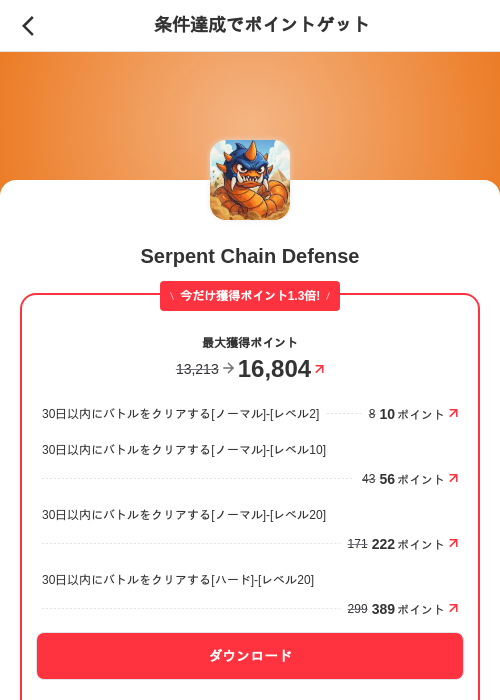Serpent Chain Defenseの掲載記録画像（メルカリ（ポイントミッション）・2026年9月29日）