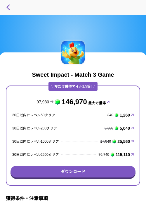 Sweet Impact - Match 3 Gameの掲載記録画像(トリマ (ミッションA)・2026年9月29日)