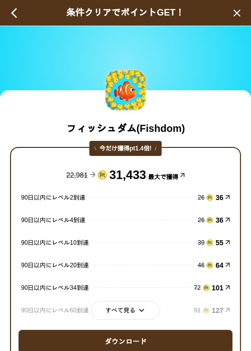 フィッシュダム(Fishdom)の掲載記録画像（げん玉（SKYFLAG）・2026年9月30日）
