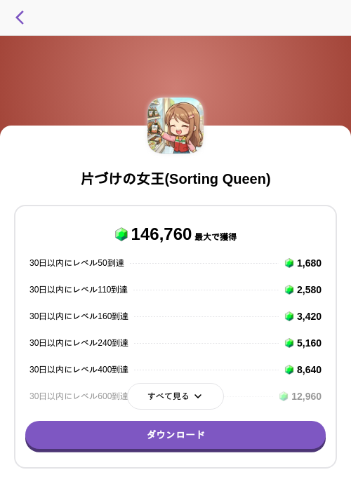 片づけの女王(Sorting Queen)の掲載記録画像（トリマ （ミッションA）・2026年10月1日）