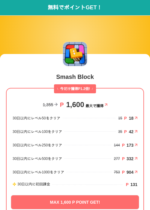Smash Blockの掲載記録画像（モッピー（SKYFLAG）・2026年10月2日）