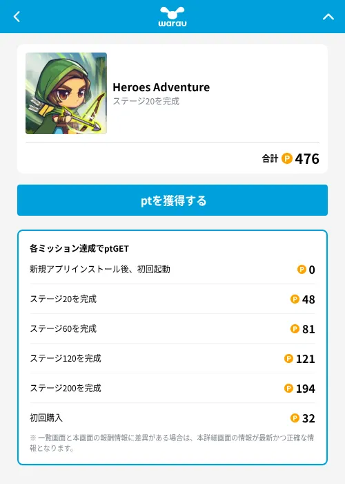 Heroes Adventureの掲載記録画像（ワラウ（GF Rewards）・2026年10月3日）