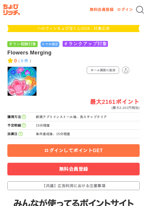 Flowers Mergingの掲載記録画像（ちょびリッチ・2026年10月3日）