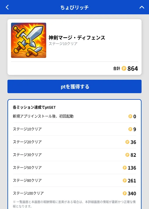 神剣マージ・ディフェンスの掲載記録画像(ちょびリッチ(GF Rewards)・2026年10月6日)