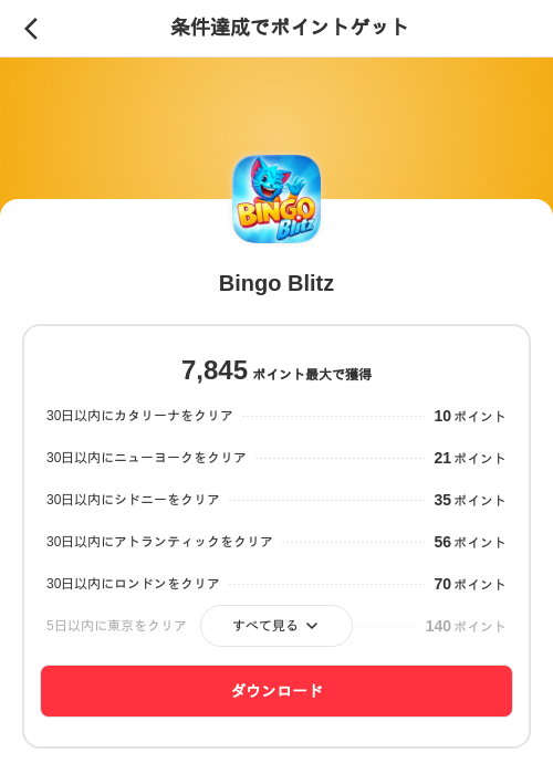 Bingo Blitzの掲載記録画像（メルカリ（ポイントミッション）・2026年10月6日）