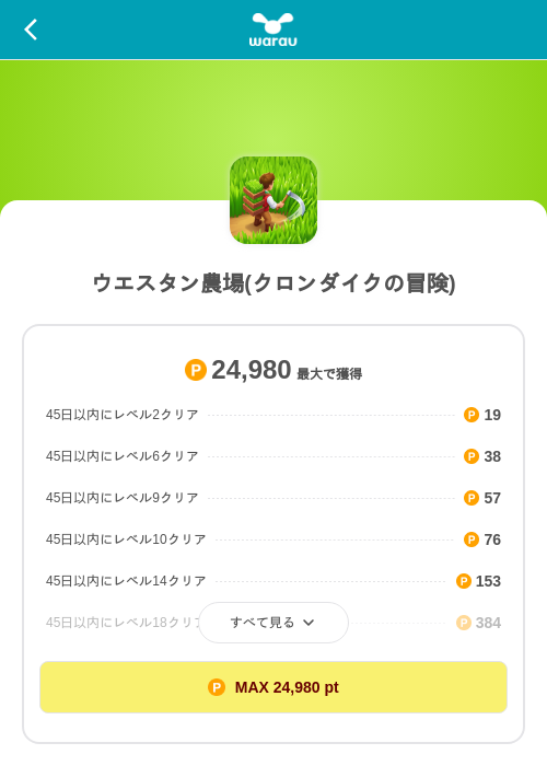 ウエスタン農場(クロンダイクの冒険)の掲載記録画像（ワラウ（SKYFLAG）・2026年10月6日）