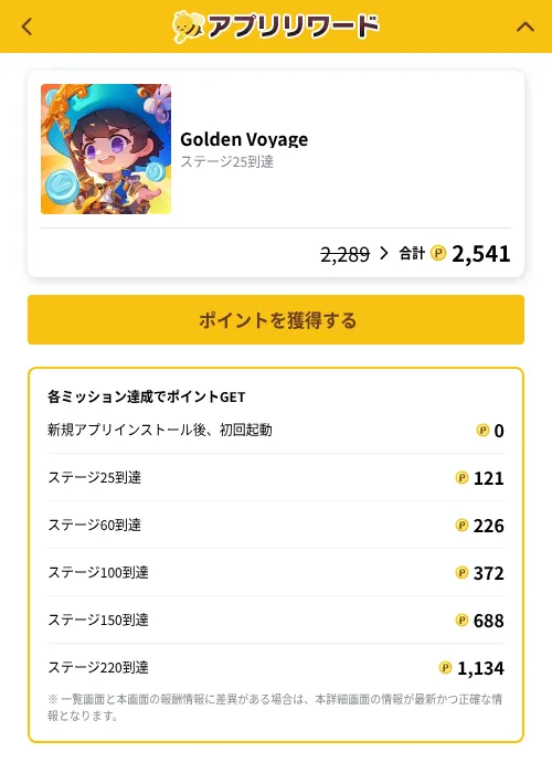 Golden Voyageの掲載記録画像（ポイ活倶楽部（GF Rewards）・2026年10月8日）