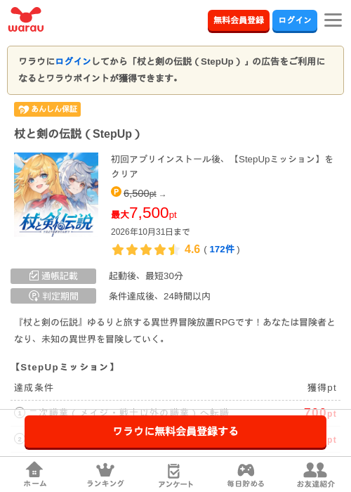 杖と剣の伝説（StepUp）の掲載記録画像（ワラウ・2026年10月8日）