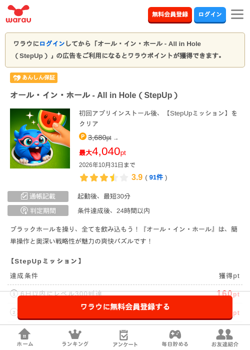 オール・イン・ホール - All in Hole（StepUp）の掲載記録画像（ワラウ・2026年10月8日）