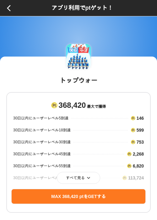 トップウォーの掲載記録画像（ポイントインカム（SKYFLAG）・2026年10月13日）