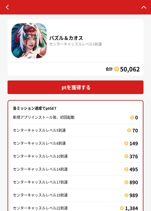 パズル＆カオスの掲載記録画像（MIKOSHI（GF Rewards）・2026年10月9日）