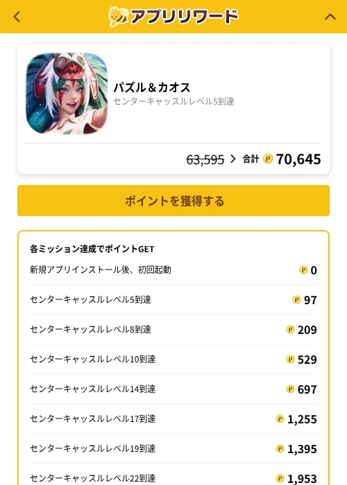 パズル＆カオスの掲載記録画像（ポイ活倶楽部（GF Rewards）・2026年10月9日）
