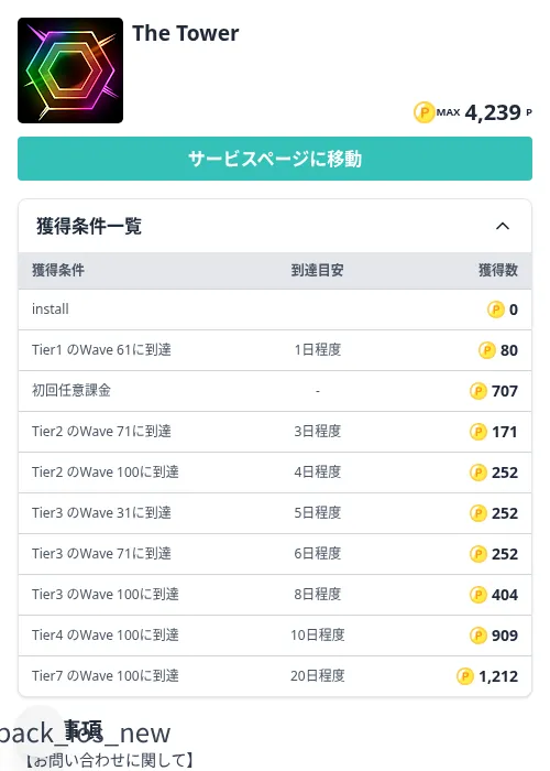 The Towerの掲載記録画像（モッピー（Zucks）・2026年10月9日）