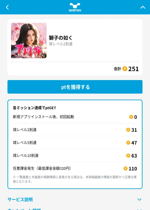 獅子の如くの掲載記録画像（ワラウ（GF Rewards）・2026年10月13日）