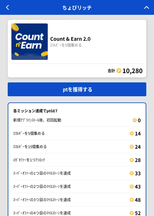 Count & Earn 2.0の掲載記録画像(ちょびリッチ(GF Rewards)・2026年10月14日)