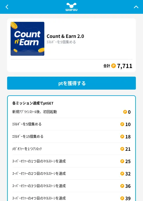 Count & Earn 2.0の掲載記録画像（ワラウ（GF Rewards）・2026年10月14日）