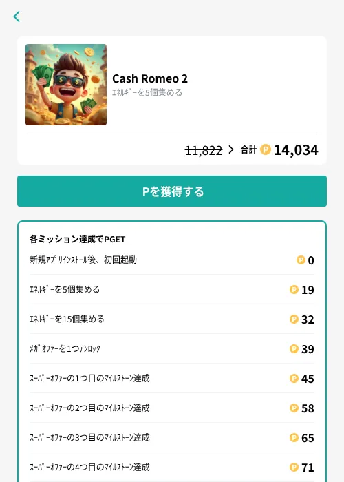 Cash Romeo 2の掲載記録画像（モッピー（GF Rewards）・2026年10月15日）