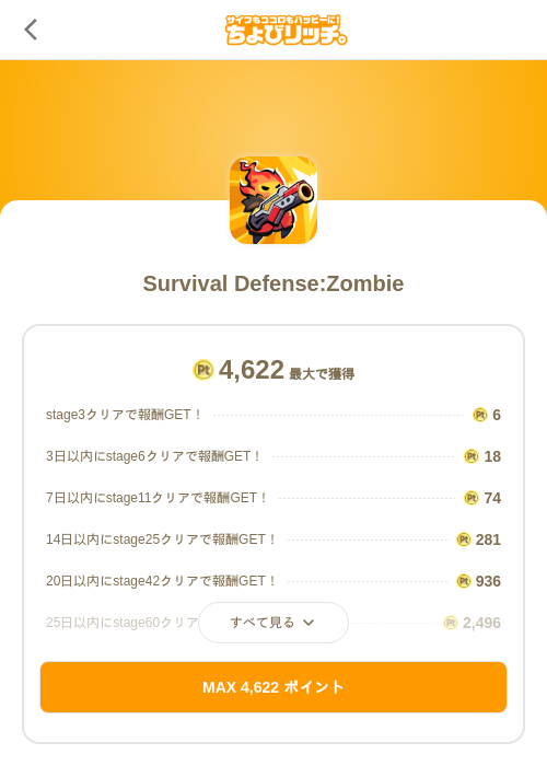 Survival Defense:Zombieの掲載記録画像（ちょびリッチ（SKYFLAG）・2026年10月15日）