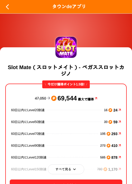 Slot Mate（スロットメイト）- ベガススロットカジノの掲載記録画像（ポイントタウン（SKYFLAG）・2026年10月19日）