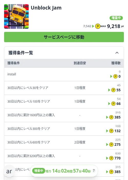 Unblock Jamの掲載記録画像（ハピタス（Zucks）・2026年10月16日）