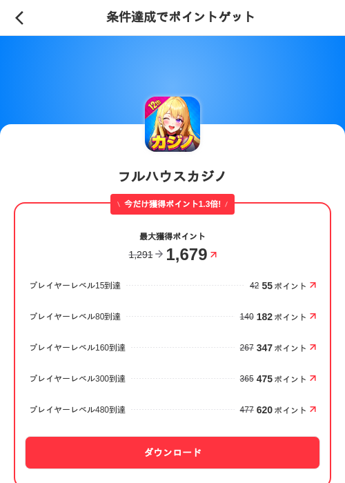 フルハウスカジノの掲載記録画像（メルカリ（ポイントミッション）・2026年10月22日）